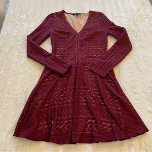 BCBG MaxAzria Sz XXS Kinley burgundy lace knit dress